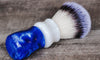 Shave Brush Handcrafted Of Royal Blue & White Acrylic With Synthetic Knot