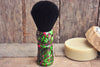 Shave Brush Handcrafted Of Green/Purple/Black Swirl Acrylic With Synthetic Knot
